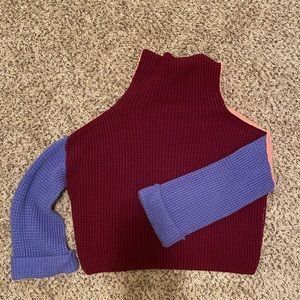 Free People color block slouch turtle neck sweater
